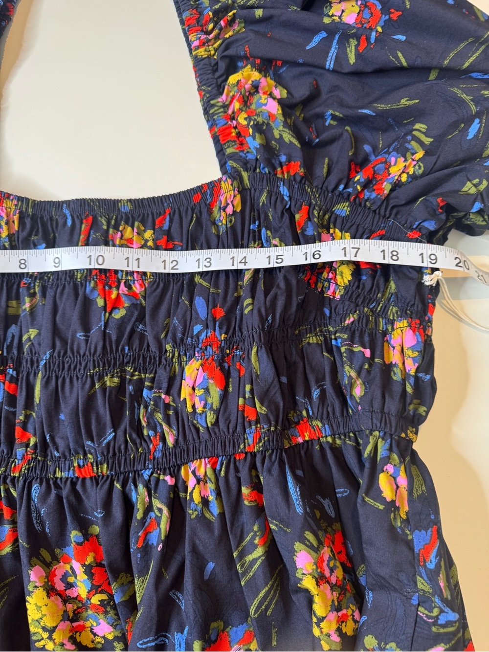 NWT Free Assembly Navy Floral Smocked Puff Sleeve Mini Dress XXL (20) 100% Cotto - Picture 8 of 10
